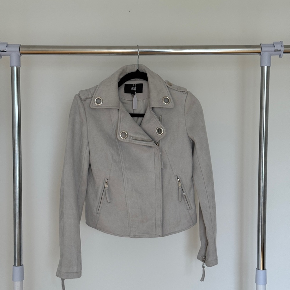 Gray Leather Jacket Classic Cut